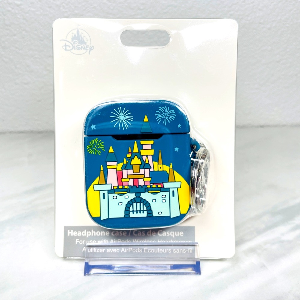 NEW Disney Parks Sleeping Beauty Castle Fireworks AirPods Headphone Case Teal